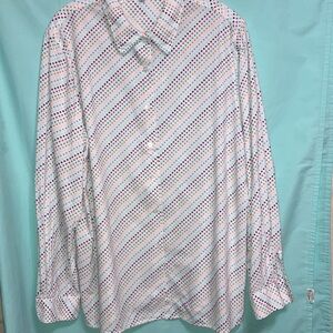 Women's White and Multi color Polka Dot Button Down Shirt